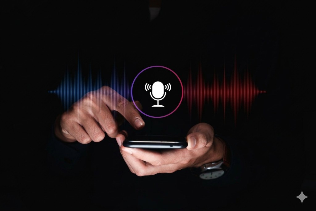 Voix et technologie : smartphone avec micro et visualisation audio pour Voice-a-thon